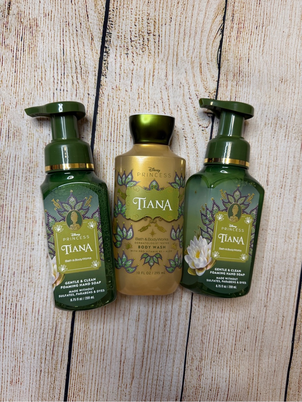 Set of 3 Bath & Body Works Disney Princess Tiana - Body Wash & Foaming Soap
